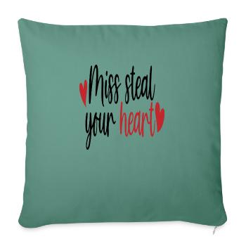 Miss vole ton cœur - Housse de coussin décorative 45 x 45 cm - vert sapin - Devant