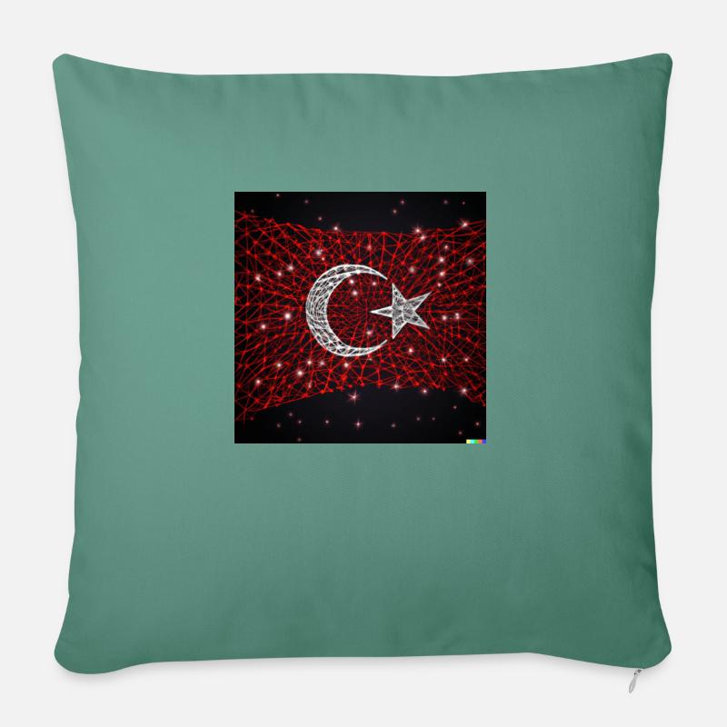 Drapeau turc - Housse de coussin décorative 45 x 45 cm - vert sapin