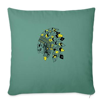 Skull with black and yellow Indian headdress - Sofa pillowcase 17,3'' x 17,3'' (45 x 45 cm) - cypress green - Front
