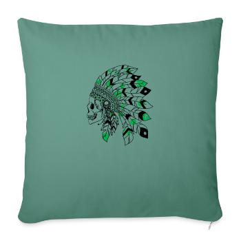 skull with black and green Indian headdress - Sofa pillowcase 17,3'' x 17,3'' (45 x 45 cm) - cypress green - Front