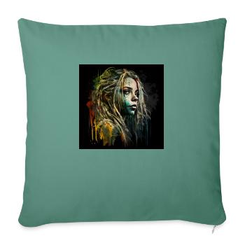 Face woman dreadlocks n°4 - Sofa pillowcase 17,3'' x 17,3'' (45 x 45 cm) - cypress green - Front