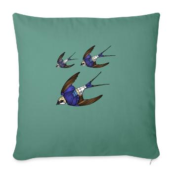 Oiseaux - Housse de coussin décorative 45 x 45 cm - vert sapin - Devant