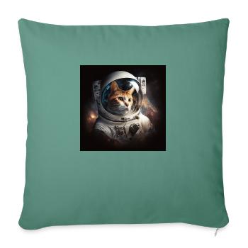 Astro Cat, Spacecat, Generative AI - Sofa pillowcase 17,3'' x 17,3'' (45 x 45 cm) - cypress green - Front