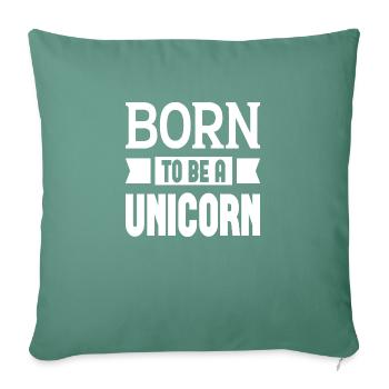 Né pour être une licorne - Housse de coussin décorative 45 x 45 cm - vert sapin - Devant
