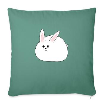 Lapin blanc gras, sucré, Pâques - Housse de coussin décorative 45 x 45 cm - vert sapin - Devant