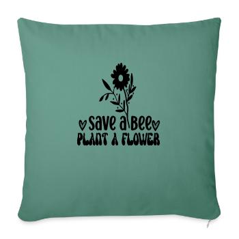 Sauver une abeille Planter une fleur - Housse de coussin décorative 45 x 45 cm - vert sapin - Devant