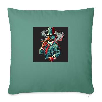 Canard fumant [pixel art] - Housse de coussin décorative 45 x 45 cm - vert sapin - Devant