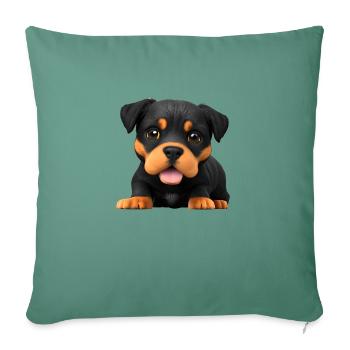 Chiens Rottweiler Puppy Rottweiler Puppy Dog - Housse de coussin décorative 45 x 45 cm - vert sapin - Devant