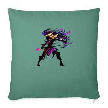Femme guerrière - Housse de coussin décorative 45 x 45 cm - vert sapin - Devant