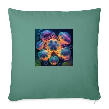 Amazing group of magic yellyfish - Sofa pillowcase 17,3'' x 17,3'' (45 x 45 cm) - cypress green - Front