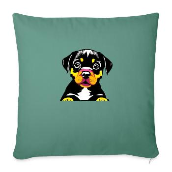 Rottweiler Chien Rottweiler Puppy Puppy Dogs - Housse de coussin décorative 45 x 45 cm - vert sapin - Devant