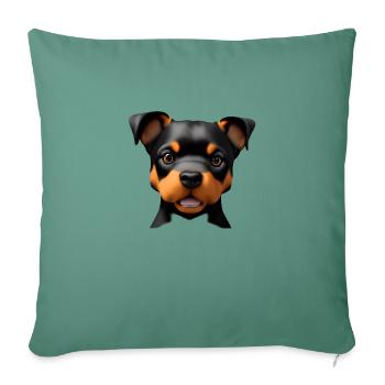 Chiot Chiens Rottweiler Chien Rottweiler Chiot - Housse de coussin décorative 45 x 45 cm - vert sapin - Devant
