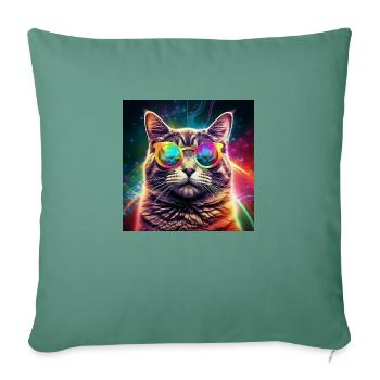 Flair félin cosmique - Housse de coussin décorative 45 x 45 cm - vert sapin - Devant