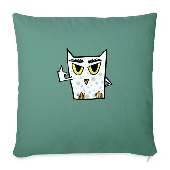 Fuck you owl montre un doigt d’honneur - Housse de coussin décorative 45 x 45 cm - vert sapin - Devant