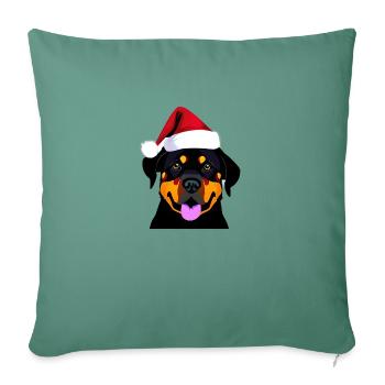 Rottweiler Chien de Noël Chiens Rottweiler Chiot - Housse de coussin décorative 45 x 45 cm - vert sapin - Devant