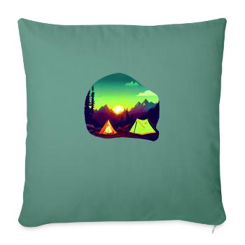 Camping Gift Caravan Camp Camping Camper Camping-car - Housse de coussin décorative 45 x 45 cm - vert sapin - Devant