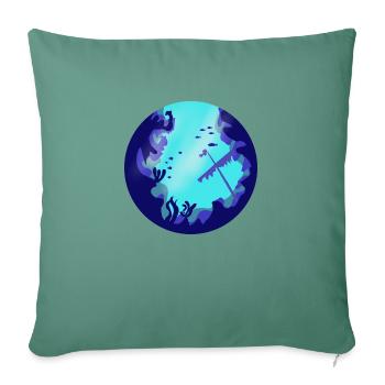 Underwater world with fish and shipwreck - Sofa pillowcase 17,3'' x 17,3'' (45 x 45 cm) - cypress green - Front
