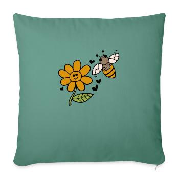 L’amour des abeilles et des fleurs - Housse de coussin décorative 45 x 45 cm - vert sapin - Devant