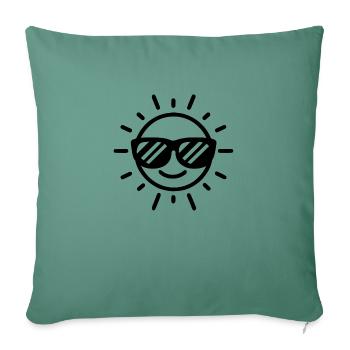 Sun Happy Face Yoga Lunettes de soleil icône - Housse de coussin décorative 45 x 45 cm - vert sapin - Devant