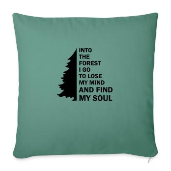 dans la forêt je vais... - Housse de coussin décorative 45 x 45 cm - vert sapin - Devant