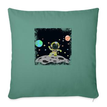 astronaute bleu vert grunge - Housse de coussin décorative 45 x 45 cm - vert sapin - Devant