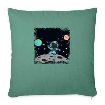 astronaute bleu bleu grunge - Housse de coussin décorative 45 x 45 cm - vert sapin - Devant