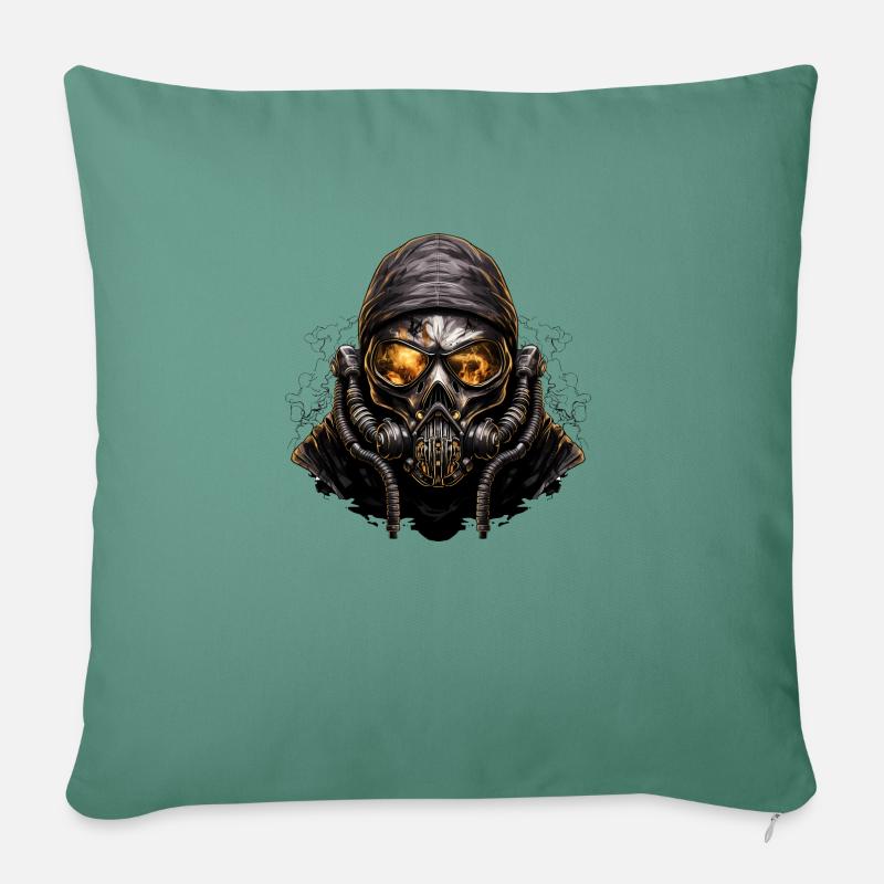 Scénario apocalyptique du masque à gaz - Housse de coussin décorative 45 x 45 cm - vert sapin
