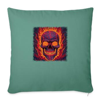 skateboard gift drawing present idea skater scary - Sofa pillowcase 17,3'' x 17,3'' (45 x 45 cm) - cypress green - Front