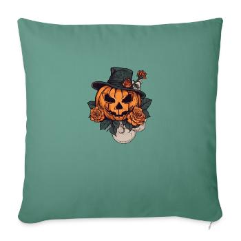 Citrouille d’Halloween - Housse de coussin décorative 45 x 45 cm - vert sapin - Devant