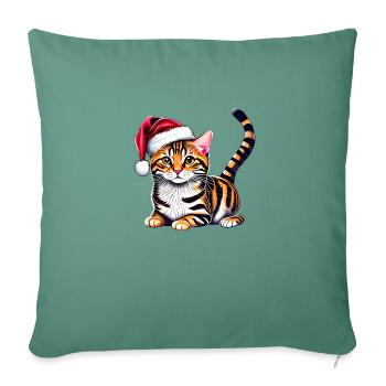 Bengal cat Christmas kitten Bengal kitten - Sofa pillowcase 17,3'' x 17,3'' (45 x 45 cm) - cypress green - Front