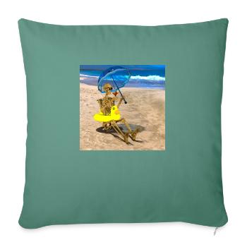 Grim Reaper with his favorite cocktail on the beach - Sofa pillowcase 17,3'' x 17,3'' (45 x 45 cm) - cypress green - Front