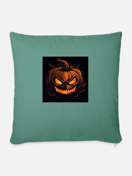 Schauriger Kürbisgruß Halloween - Sofakissenbezug 45 x 45 cm - Tanngrün