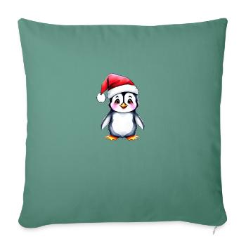 Penguin Santa Hat Christmas Winter Design - Sofa pillowcase 17,3'' x 17,3'' (45 x 45 cm) - cypress green - Front