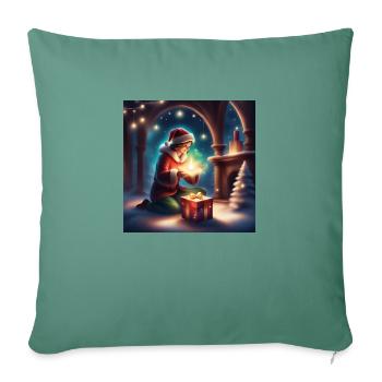 Féérie de noël - Housse de coussin décorative 45 x 45 cm - vert sapin - Devant