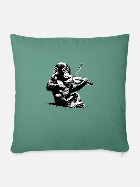 Affen Orchester StreetArt Banksy Style - Sofakissenbezug 45 x 45 cm - Tanngrün