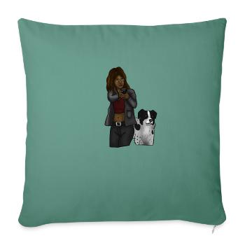 Girl With a gun and a dog - Sofa pillowcase 17,3'' x 17,3'' (45 x 45 cm) - cypress green - Front