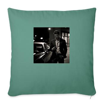 Handsome man next to a luxury car - Sofa pillowcase 17,3'' x 17,3'' (45 x 45 cm) - cypress green - Front