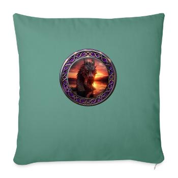 Dragon celtic violet aquatique - Housse de coussin décorative 45 x 45 cm - vert sapin - Devant