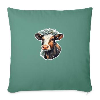 Advent calf with wreath - Sofa pillowcase 17,3'' x 17,3'' (45 x 45 cm) - cypress green - Front