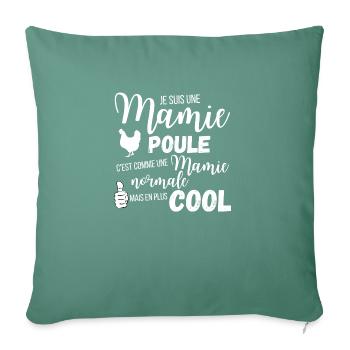 Mamie poule - Housse de coussin décorative 45 x 45 cm - vert sapin - Devant