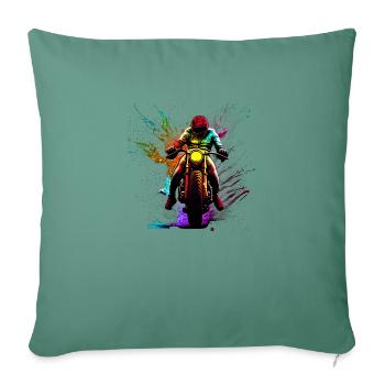 Moto Moto Moto Fan de Moto Motorcross - Housse de coussin décorative 45 x 45 cm - vert sapin - Devant