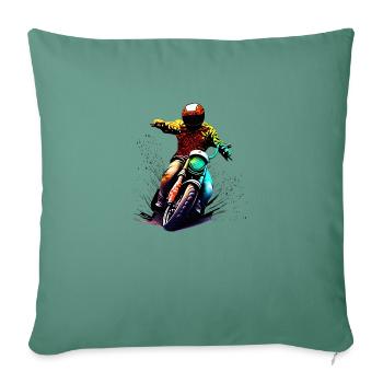 Moto Motocross Fan de moto Motard - Housse de coussin décorative 45 x 45 cm - vert sapin - Devant