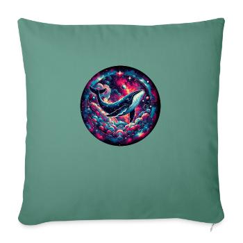 Galaxy Whale Art Print - Sofa pillowcase 17,3'' x 17,3'' (45 x 45 cm) - cypress green - Front