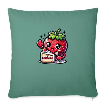 Sweet Strawberry Eating Cake - Sofa pillowcase 17,3'' x 17,3'' (45 x 45 cm) - cypress green - Front