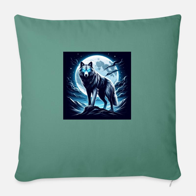 Einsamer Wolf - Sofakissenbezug 45 x 45 cm - Tanngrün
