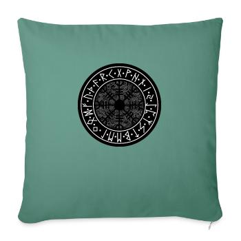Futhark ancestral / Runes - Housse de coussin décorative 45 x 45 cm - vert sapin - Devant