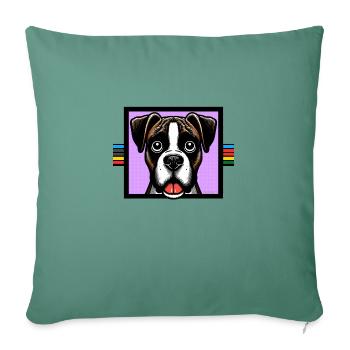 Boxer chien Art - Housse de coussin décorative 45 x 45 cm - vert sapin - Devant