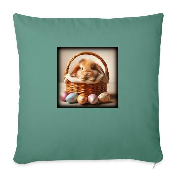 A cute bunny in a basket - Sofa pillowcase 17,3'' x 17,3'' (45 x 45 cm) - cypress green - Front
