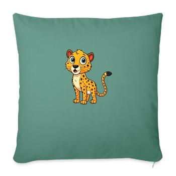 Guépard effrayé avec des taches surélevées - Housse de coussin décorative 45 x 45 cm - vert sapin - Devant