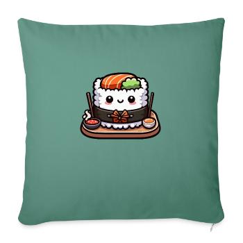 Kawaii Cute Sushi - Sofa pillowcase 17,3'' x 17,3'' (45 x 45 cm) - cypress green - Front
